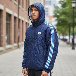 Adidas Mens L Reversible Pullover Vintage Hoodie Large READ